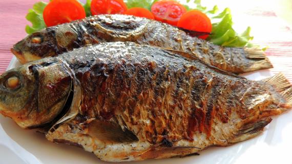 Широчайший выбор блюд на мангале из рыб. Их можно готовить на решётке и на шпажках.